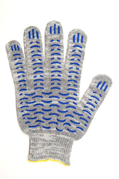Перчатки ХБ 10 класс, 5 нитей 132 текс с ПВХ ИВА, Серые, (волна) купить ...