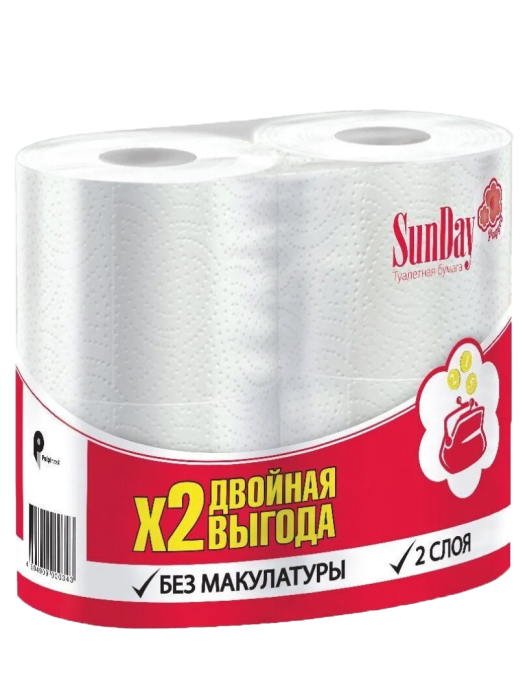 Туалетная бумага 2-х/двухслойная "SunDay" Белая (4 рул.упак) купить в ...